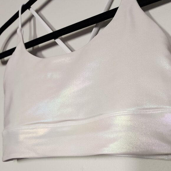 ZYIA Active Unicorn Luxe Bra Size S White Opalescent Shimmer GUC - Picture 3 of 11